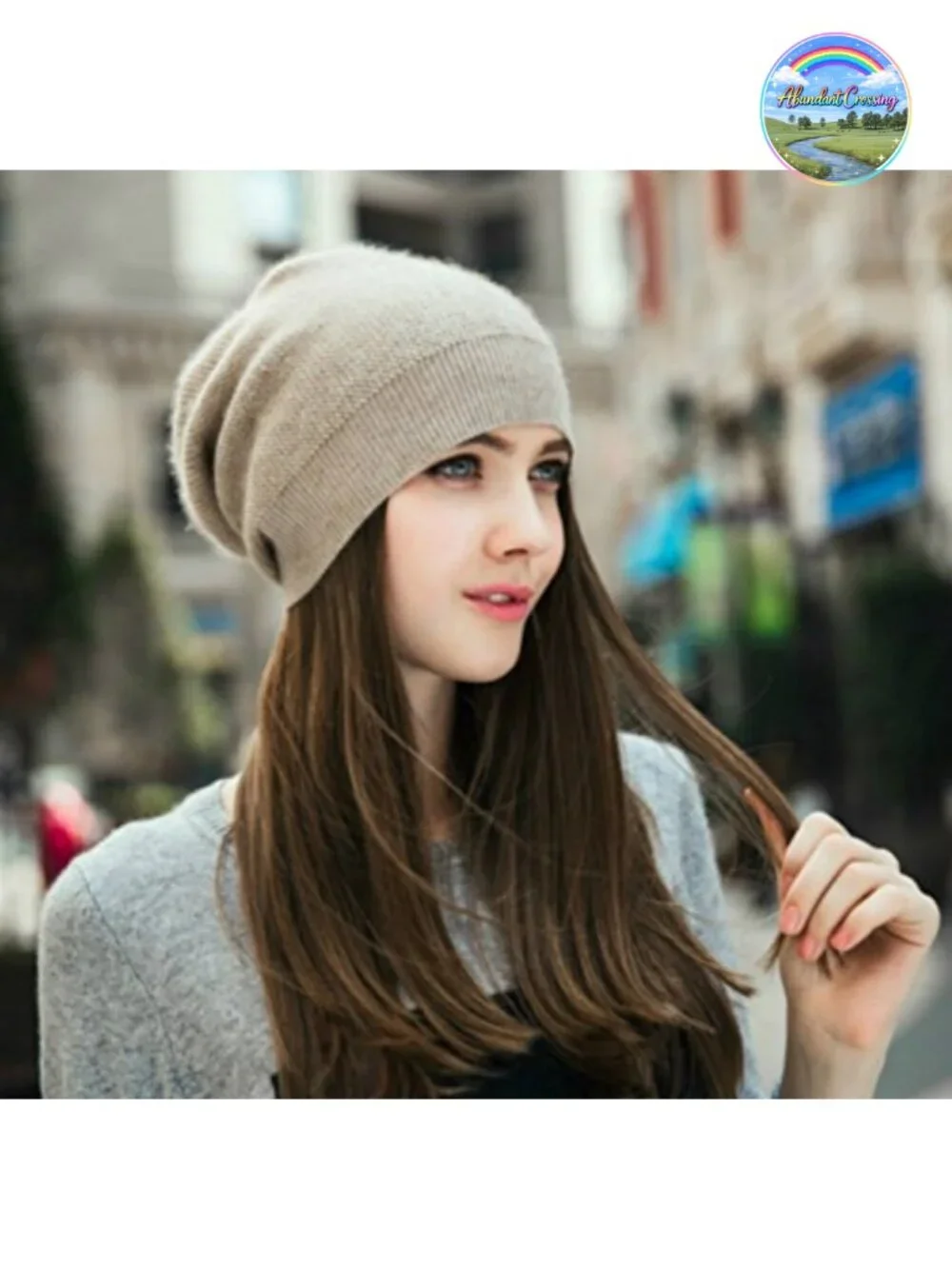100% Cashmere Oversized Beanie Hat Women WaySoft Winter Gift Box